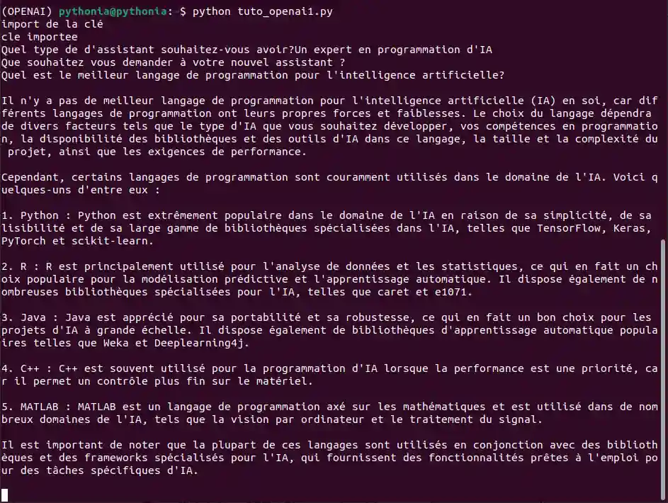 pythonia formation openai tuto python terminal